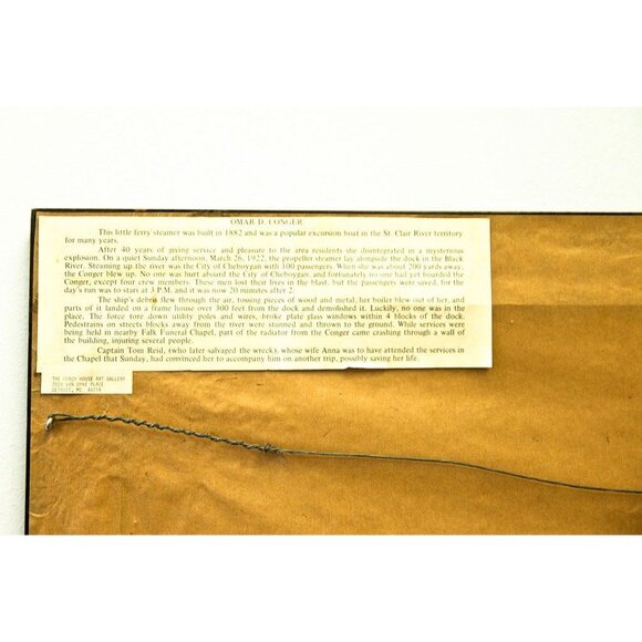 Vtg “OMAR D. CONGER” Ship Great Lakes Artist J. Clary 59/180 Signed Framed - Picture 4 of 4